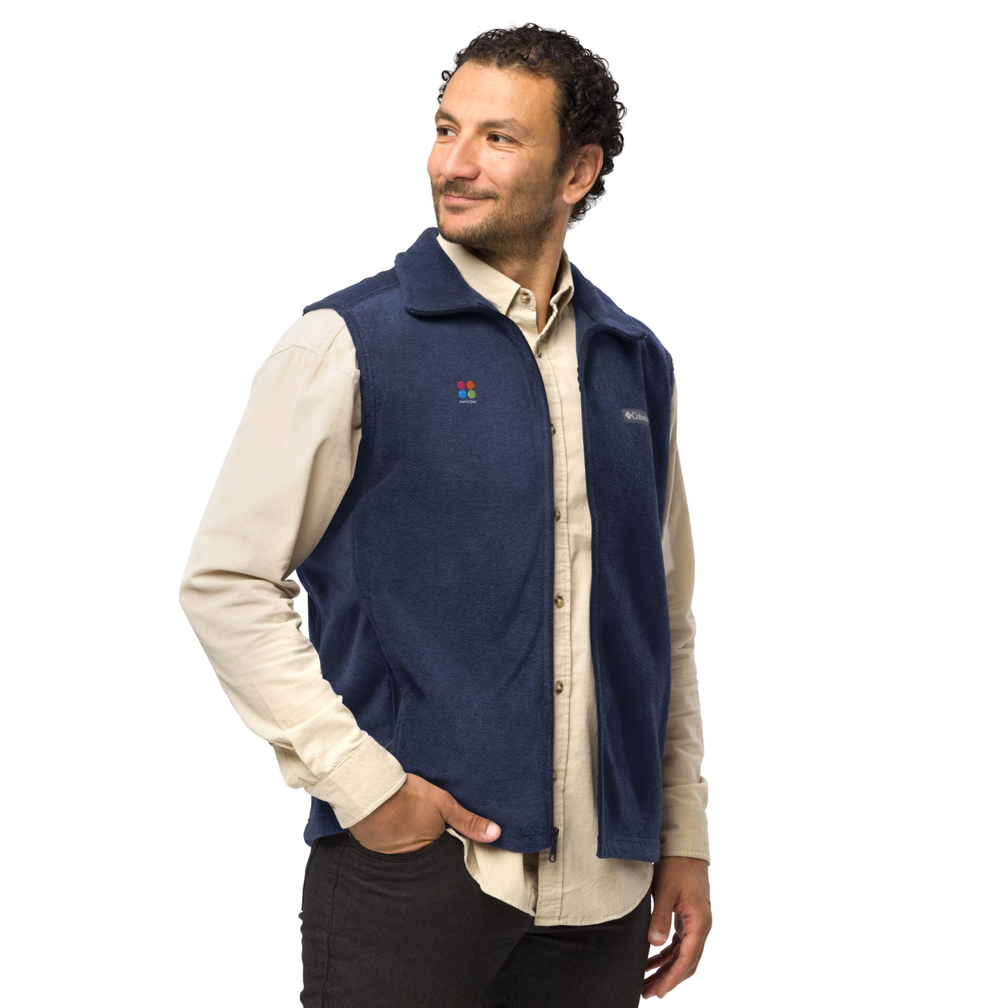 ミクスローグ ロゴ 刺しゅう メンズ Columbia フリースベスト