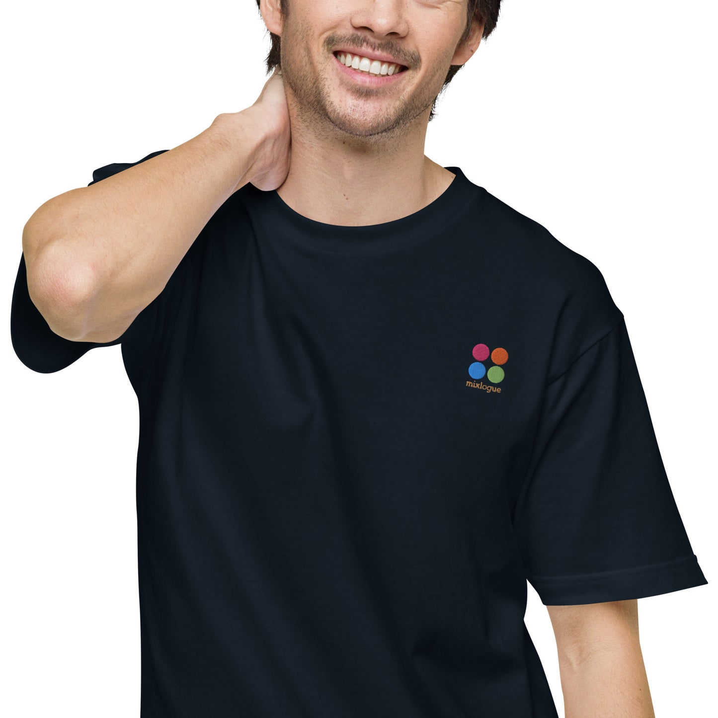 ミクスローグ ロゴ 刺しゅう ユニセックス ヘビーウェイト 半袖Tシャツ